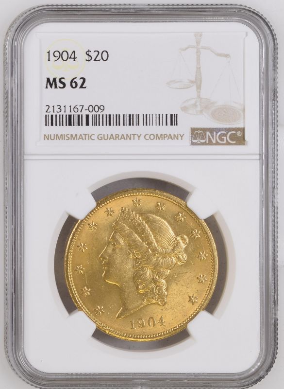 United States 1904 Gold 20 Dollars Liberty Head - Double Eagle NGC MS 62 #2131167-009 (AGW=0.9856 oz