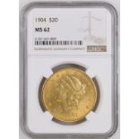 United States 1904 Gold 20 Dollars Liberty Head - Double Eagle NGC MS 62 #2131167-009 (AGW=0.9856 oz