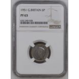 1951 CuproNickel Sixpence Proof NGC PF 63 #6321240-028