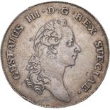 Sweden Gustav III 1782 OL Silver Riksdaler Very fine