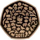 2011 Gold 50 Pence WWF Proof Box & COA (AGW=0.4570 oz.)