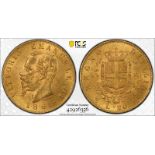 Italy Vittorio Emanuele II 1865 T BN Gold 20 Lire PCGS MS62 #42926356 (AGW=0.1867 oz.)
