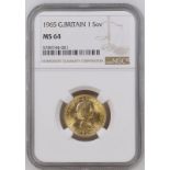 1965 Gold Sovereign NGC MS 64 #5789744-001 (AGW=0.2355 oz.)