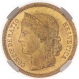 Switzerland 1883 Gold 20 Francs NGC MS 63 #2125265-009 (AGW=0.1867 oz.)