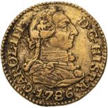 Spain 1786 MDV Gold 1/2 Escudo Carlos III Very fine (AGW=0.0475 oz.)