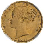 1850 Gold Sovereign NGC AU 58 #6450469-010 (AGW=0.2355 oz.)