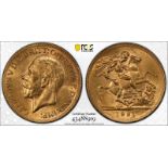 1931 P Gold Sovereign PCGS MS62 #43488919 (AGW=0.2355 oz.)