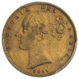 1855 Gold Sovereign WW raised PCGS AU55 #37318690 (AGW=0.2355 oz.)