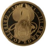 2021 Gold 25 Pounds (1/4 oz.) The Griffin of Edward III Proof NGC PF 70 ULTRA CAMEO #6029237-001 Box