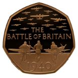 2019 Gold 50 Pence Battle of Britain Proof Piedfort NGC PF 70 ULTRA CAMEO #6063014-009 (AGW=0.9141 o