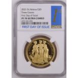 St. Helena 2021 Gold 5 Pounds (1 oz.) The Three Graces Proof NGC PF 70 ULTRA CAMEO #6031243-004