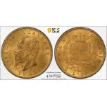 Italy Vittorio Emanuele II 1865 T BN Gold 20 Lire PCGS MS63 #42926355 (AGW=0.1867 oz.)