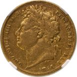 1825 Gold Sovereign Laureate head NGC VF 20 #4931618-007 (AGW=0.2355 oz.)