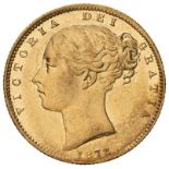 1872 M Gold Sovereign Shield Rare. About extremely fine, ex. mount (AGW=0.2355 oz.)