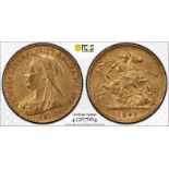 1897 S Gold Half-Sovereign PCGS AU58+ #42267664 (AGW=0.1176 oz.)