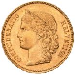 Switzerland 1896 Gold 20 Francs (AGW=0.1867 oz.)