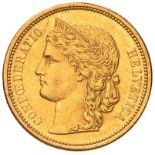 Switzerland 1883 Gold 20 Francs (AGW=0.1867 oz.)