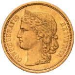 Switzerland 1883 Gold 20 Francs (AGW=0.1867 oz.)