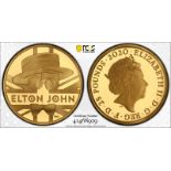 2020 Gold 25 Pounds (1/4 oz.) Music Legends - Elton John Proof PCGS PR69 DCAM #41468929 Box & COA