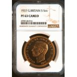 1937 Gold 5 Pounds (5 Sovereigns) Proof NGC PF 63 CAMEO #4700168-016 (AGW=1.1777 oz.)