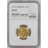 1915 Gold Sovereign NGC MS 62 #6671296-005 (AGW=0.2355 oz.)