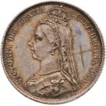 1887 Silver Sixpence Withdrawn Type Extremely fine, graffiti