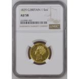 1829 Gold Sovereign NGC AU 58 #2129987-001 (AGW=0.2355 oz.)