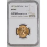 1966 Gold Sovereign NGC MS 65 #2126812-002 (AGW=0.2355 oz.)