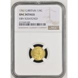 1762 Gold 1/4 Guinea NGC UNC Details #2131669-002 (AGW=0.0589 oz.)