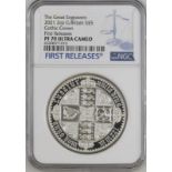 2021 Silver 5 Pounds (2 oz.) Gothic Crown Quartered Arms Proof NGC PF 70 ULTRA CAMEO #6320077-015