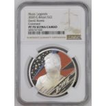 2020 Silver 2 Pounds (1 oz.) Music Legends - David Bowie Proof NGC PF 70 ULTRA CAMEO #6055737-020 Bo