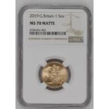 2019 Gold Sovereign BU Matte NGC MS 70 MATTE #4786426-002 (AGW=0.2355 oz.)