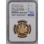 2022 Gold 2 Pounds (Double Sovereign) Platinum Jubilee Piedfort Pattern Proof NGC PF 70 ULTRA CAMEO