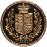 2002 Gold 2 Pounds (Double Sovereign) Golden Jubilee Proof PCGS PR70 DCAM #39172870 (AGW=0.4711 oz.)