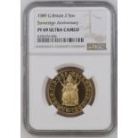 1989 Gold 2 Pounds (Double Sovereign) 500th Anniversary Proof NGC PF 69 ULTRA CAMEO #6320376-006 (AG