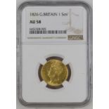 1826 Gold Sovereign NGC AU 58 #6452308-005 (AGW=0.2355 oz.)