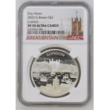 2022 Silver 2 Pounds (1 oz.) City Views - London Proof NGC PF 70 ULTRA CAMEO #6322036-003 Box & COA