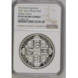 2021 Silver 5 Pounds (2 oz.) Gothic Crown Quartered Arms Proof NGC PF 69 ULTRA CAMEO #2126681-001 Bo