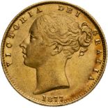 1877 S Gold Sovereign Shield Extremely fine (AGW=0.2355 oz.)
