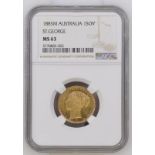 1885 M Gold Sovereign St George; W.W. Complete. Small B.P. NGC MS 63 #5778883-005 (AGW=0.2355 oz.)