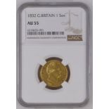 1832 Gold Sovereign Second bust NGC AU 55 #6318626-001 (AGW=0.2355 oz.)