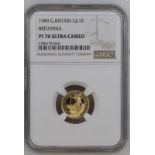 1989 Gold 10 Pounds (1/10 oz.) Britannia Proof NGC PF 70 ULTRA CAMEO #5786178-020