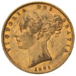 1861 Gold Sovereign 1/1 and E/E Very rare. Good very fine (AGW=0.2355 oz.)