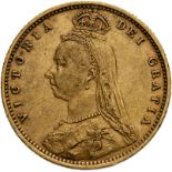 1893 Gold Half-Sovereign Jubilee head Good fine. Scarce (AGW=0.1176 oz.)