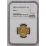 1891 Gold Sovereign Short tail NGC XF 45 #2116741-013 (AGW=0.2355 oz.)