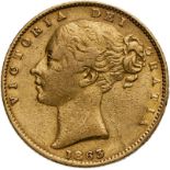 1863 Gold Sovereign No die number; Roman I Good fine, light crease (AGW=0.2355 oz.)