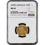 1909 M Gold Sovereign Equal-finest NGC MS 64 #6135096-004 (AGW=0.2355 oz.)