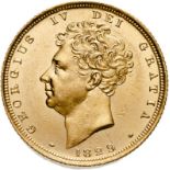 1829 Gold Sovereign About uncirculated. Scarce (AGW=0.2355 oz.)