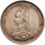 1887 Silver Shilling Shield Extremely fine