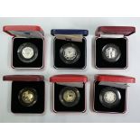 1992-2004 Lot of 6 Silver 50 Pences Proof Box & COA (ASW=2.4984 oz.)